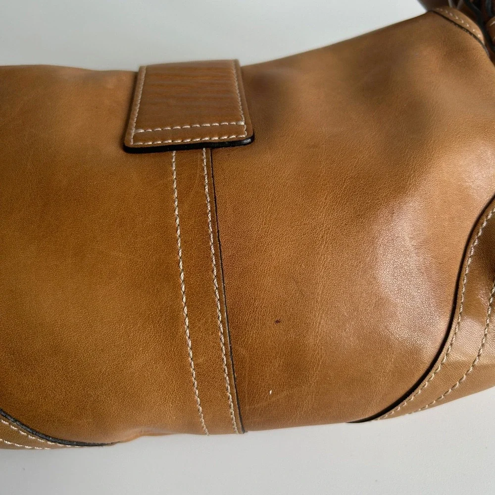 Coach Soho Tan Brown Leather Flap Shoulder Bag 9248 Good - Picture 6 of 12